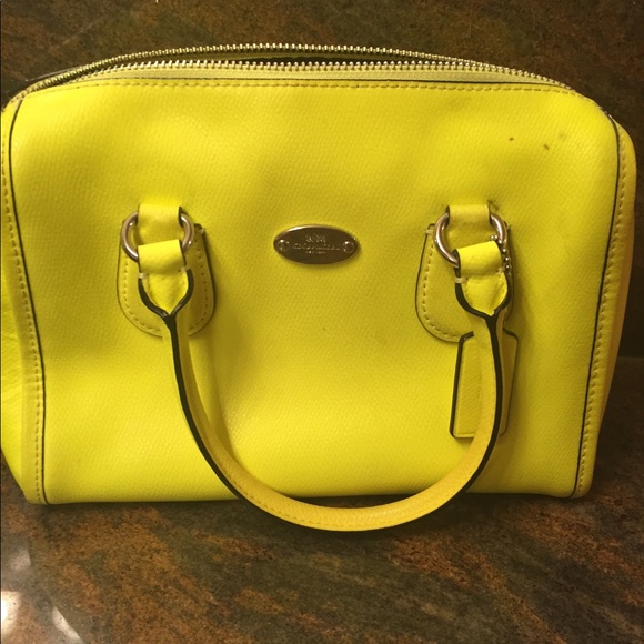 neon yellow coach purse